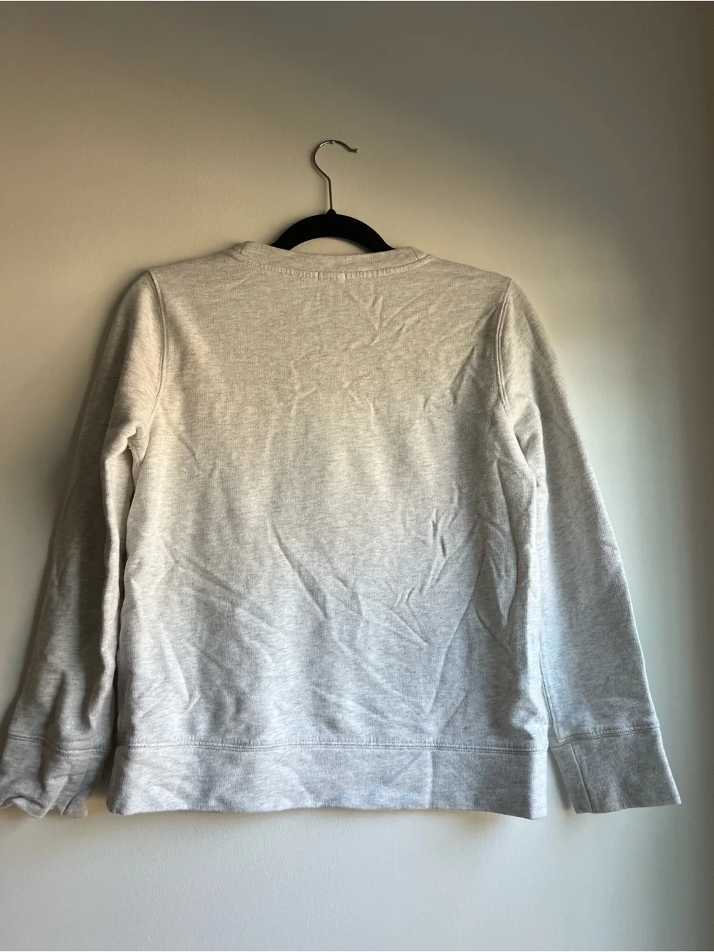 J. Crew Light Gray Crewneck Sweatshirt with Floral Cutout Embroidery